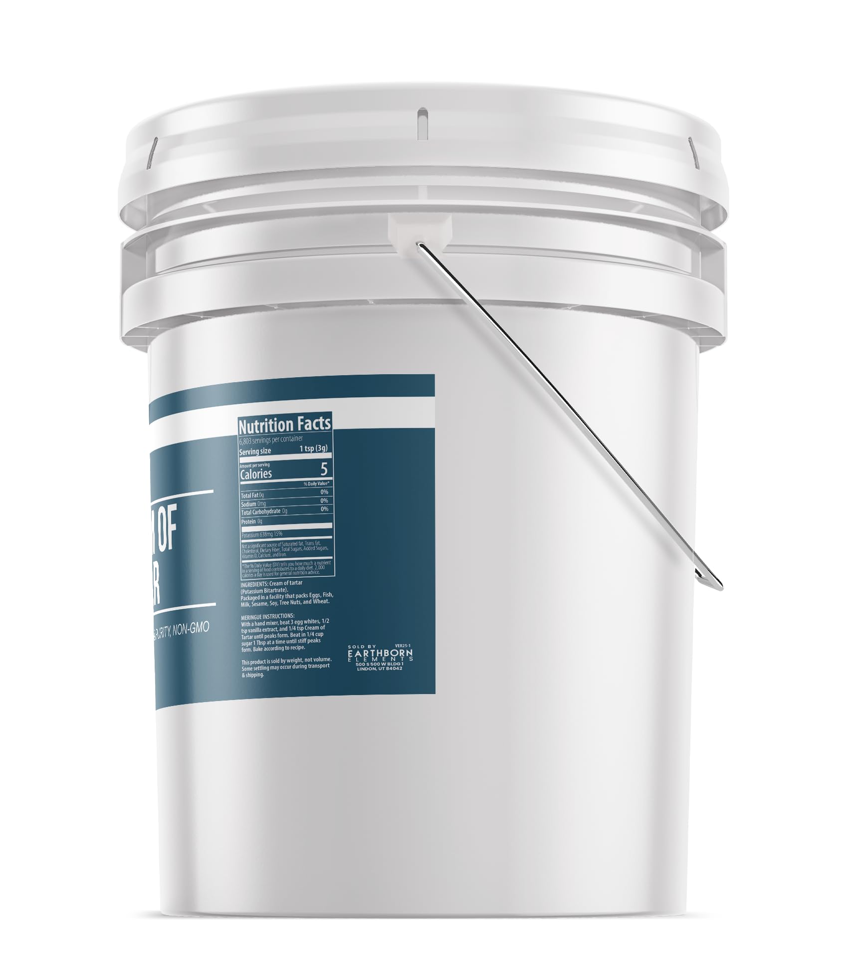 Earthborn Elements Cream of Tartar 45 Pound Baking Additive Non-GMO Gluten-Free Natural Packaged in a Resealable Bucket — view 3