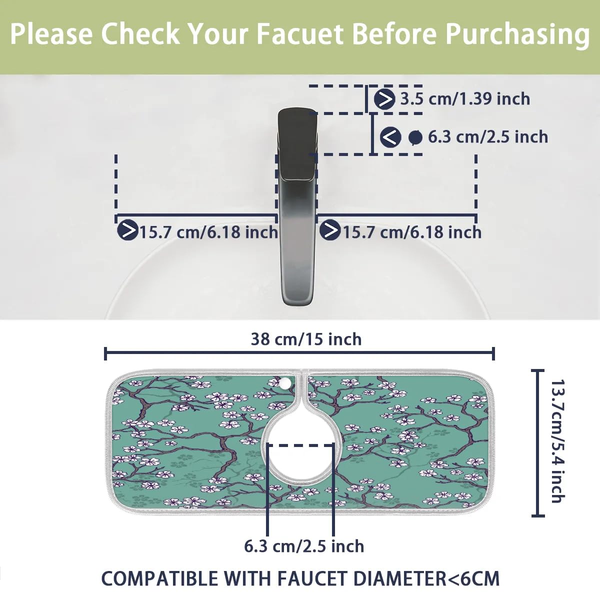 Amazon.com: Japanese Sakura kitchen Faucet Mat Sink Splash