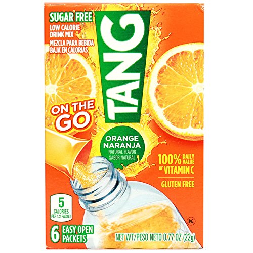 Tang Zero Sugar Orange Low Calorie Drink Mix, 6 Packets, 0.77 oz / 22 g