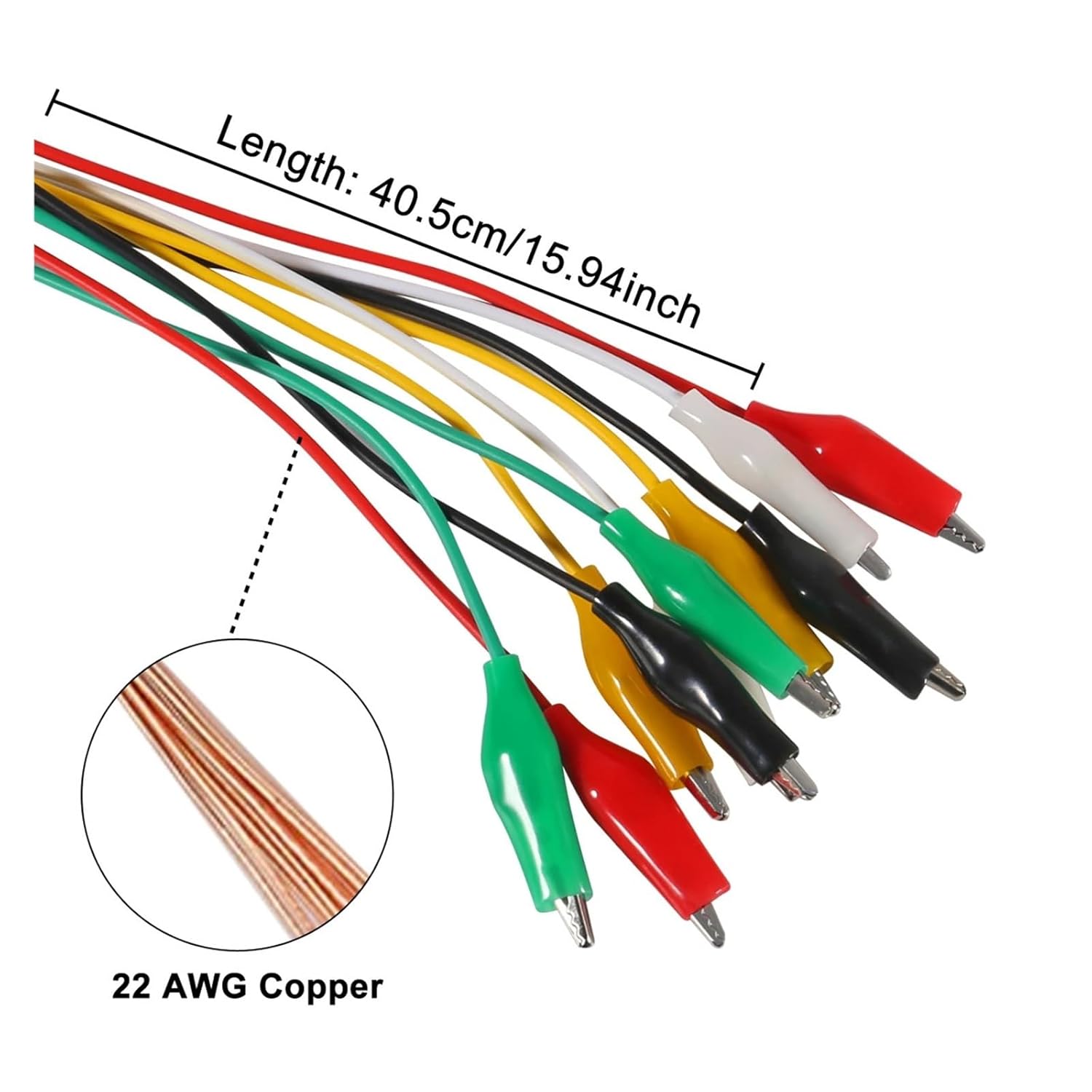 10pcs 50cm Alligator Clips 5 Colors Jumper Wires Kit with Dual Electric Connectionr(35mm)