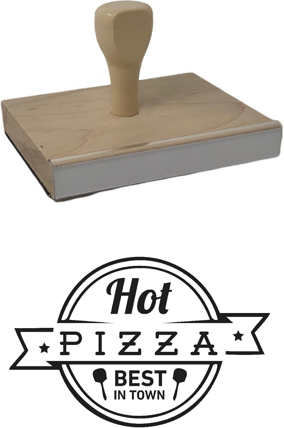 Infusion Hot Pizza Best in Town Rubber Stamp, 5 X 6 Wood Stamp