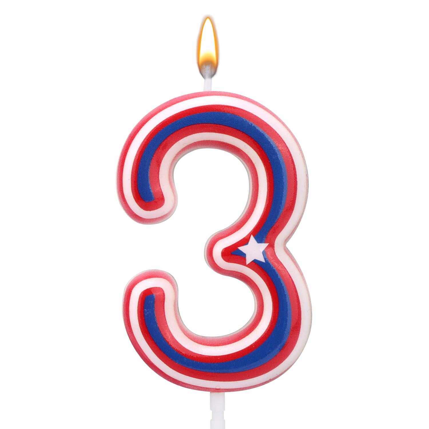 Number Birthday Candles, Cartoon Theme Red White Blue 0-9 Number Birthday Cake Topper Hero Captain Birthday Candles America Birthday Candles for Kids