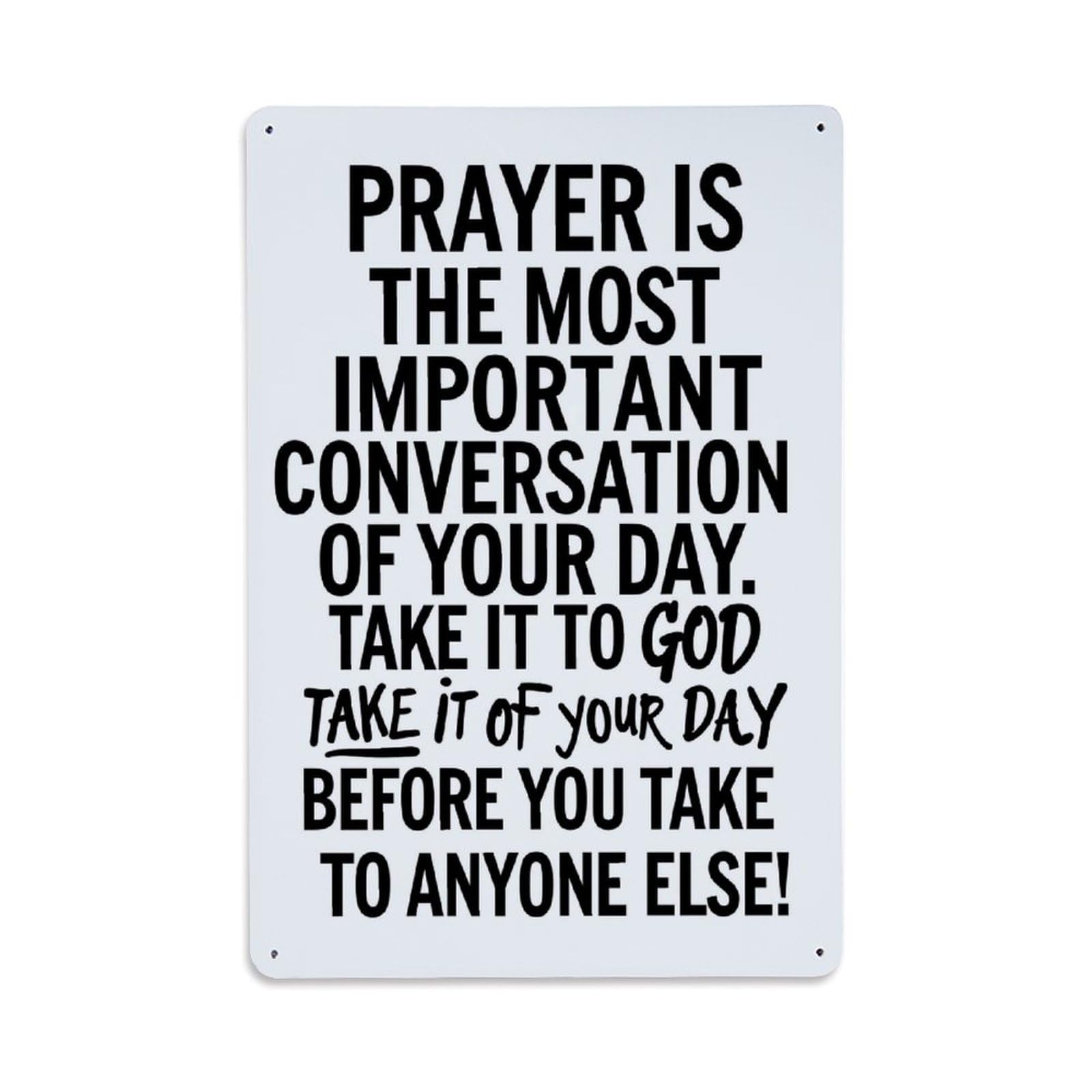 Nestemfo Vintage Prayer Is Important Conversation Print Tin Sign Metal Sign, Living Room,Bar, Home, Bedroom Wall Decor,Retro Metal Poster 8X12 Inches