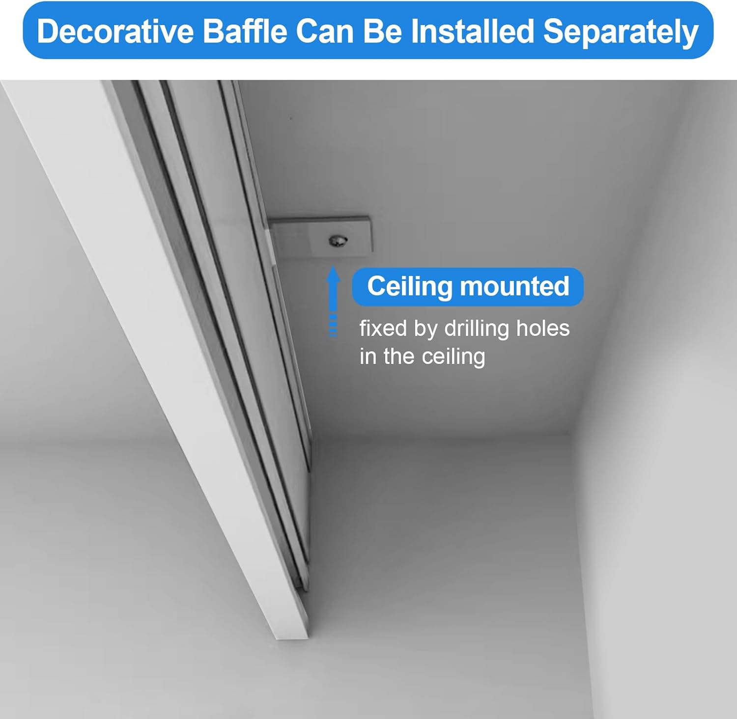 tipace Multifunctional Curtain Pelmet Panel Without Track, Ceiling Mount Aluminum Alloy Decorative Curtain Box Valances, Solve Problem of Light Leak at Curtain Top (White)