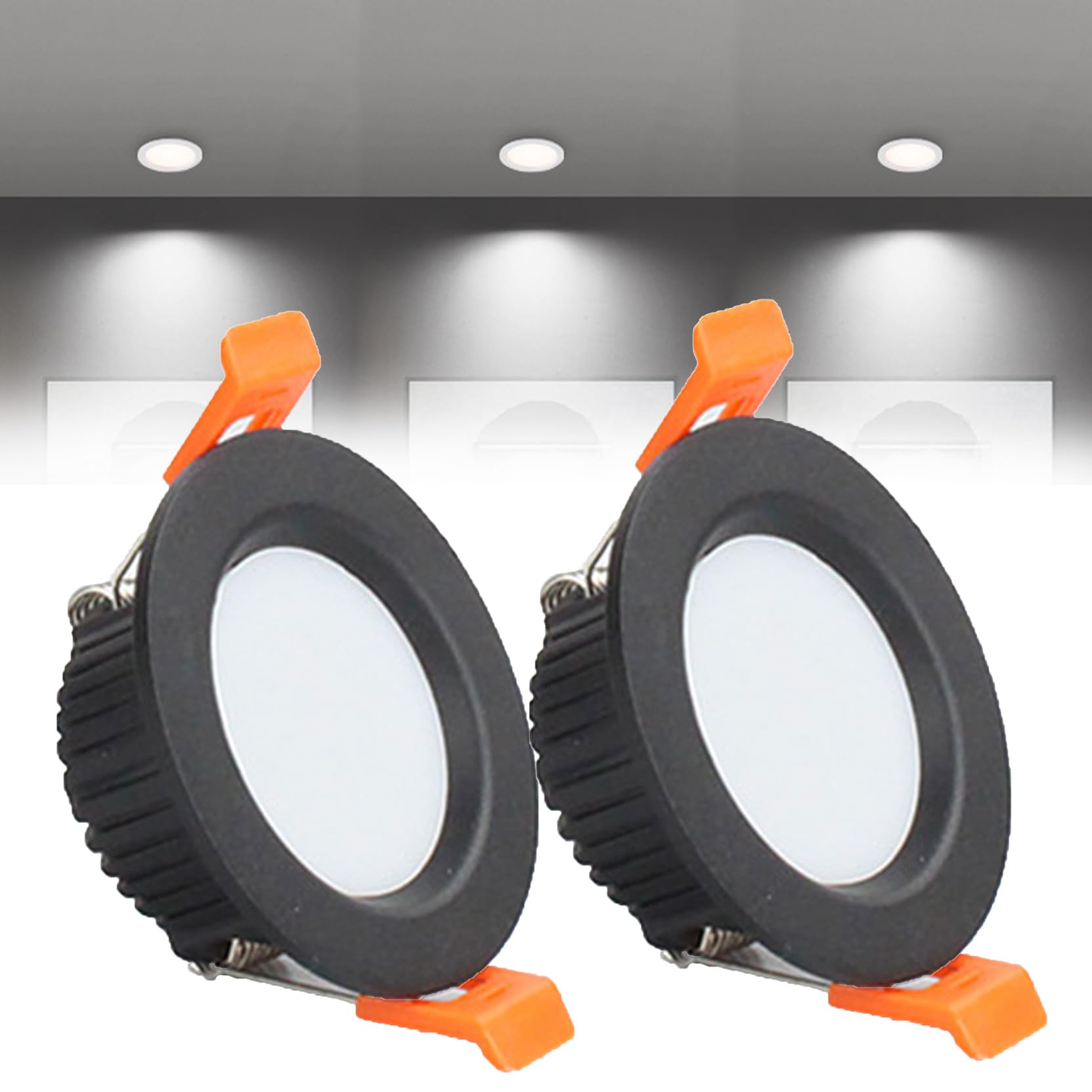 Syibelters 3W LED Recessed Ceiling Lights 68mm, Cold White 6000K 3W 240LM, Cut Φ50-55mm, AC110-240V Ultra Slim Downlights, LED Panel Light for Living Room Hallway, 2 Pack
