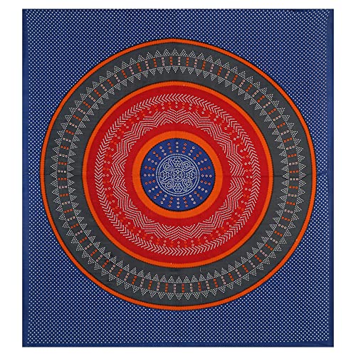 Image of RajasthaniKart Pure 100% Cotton Double Bed Sheet with 2 Pillow Covers (Bedsheet for Double Bed Cotton, Blue, Bhandej)