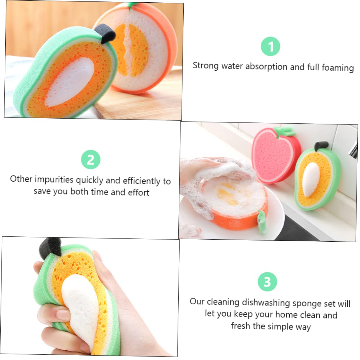 FRCOLOR 3 Juegos Estropajo De Esponja Fregar Plato Esponja para Fregar Resistente Esponjas De Espuma para Lavar Platos Fregadora De Platos Fregadero Plato Esponja De Limpieza 4 Uds * 3