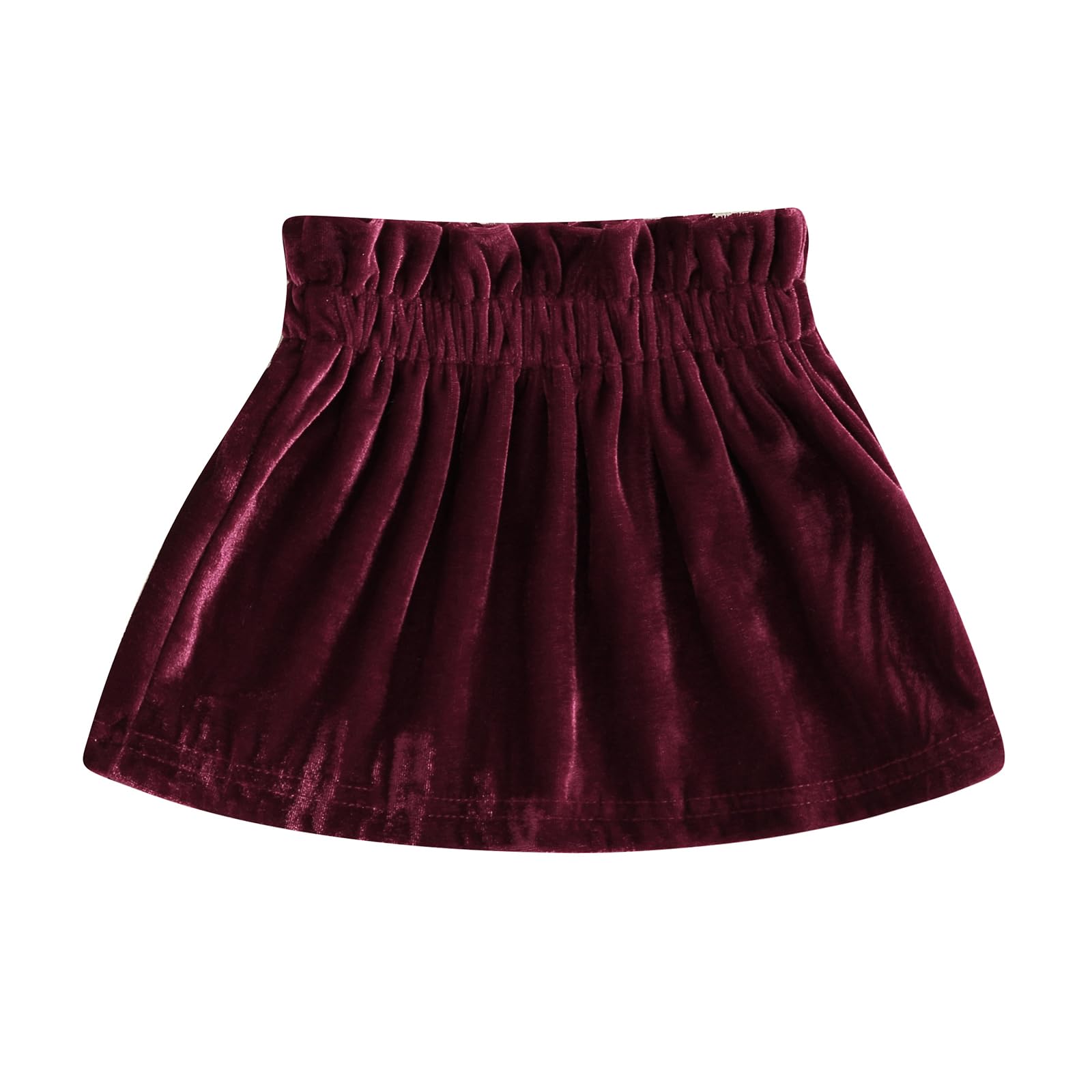Baby Girls Velvet Skirt Infant A-Line Pleated Skirt Toddler Princess Skirt Cute Fall Winter Party Clothes (Wine Red, 2-3 Years)