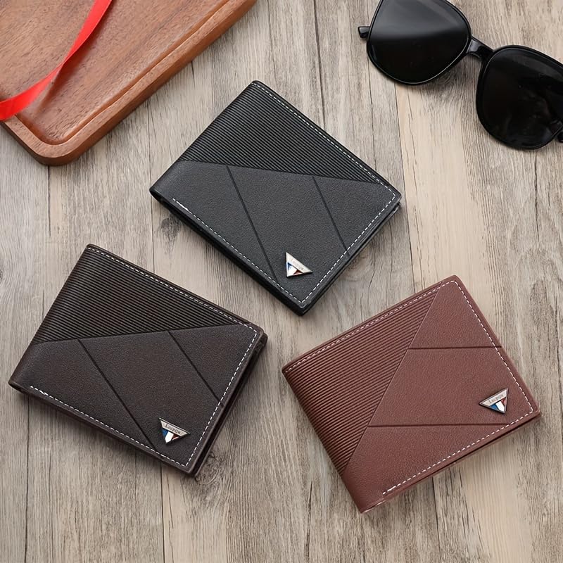 Men Leather Wallet - Compact, High-Capacity with Color Block Design, Durable Polyester Lining3