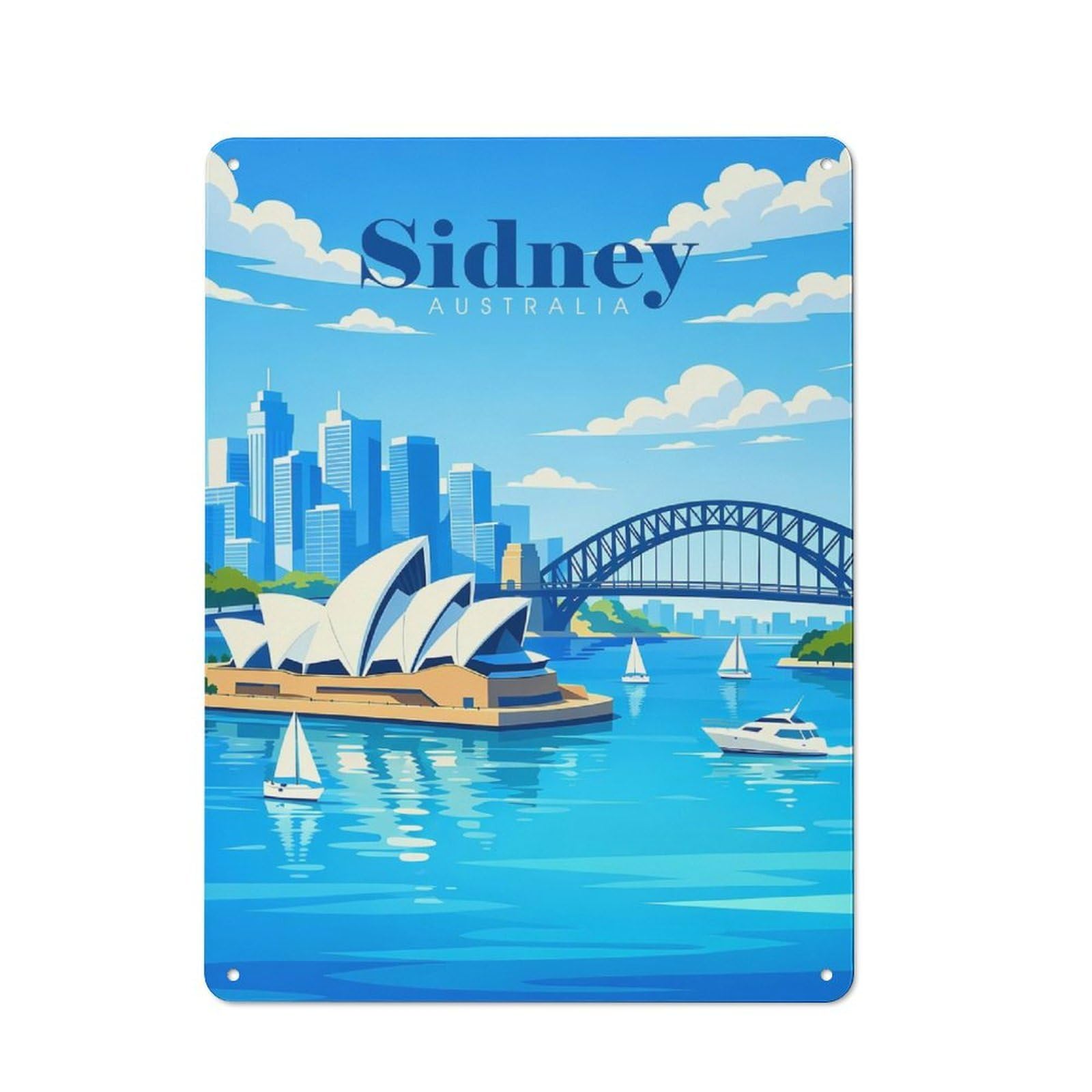 Junmoney Style-5 Sydney Australia Travel (3) Cafe Metal Sign 40X30cm, Bistro Style Bistro Wall Plaque For Coffee Bar, Small Shop Or Dining Room