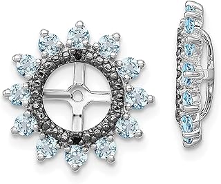 Brincos de Prata Esterlina 925 Topázio Azul Suíço Safira Preta Jaqueta Pedra do Nascimento Dezembro Joias Finas Para Mulheres Presentes Para Ela, Prata esterlina Cristal Pedra Prata esterlina Cristal Pedra Safira, Topázio Safira