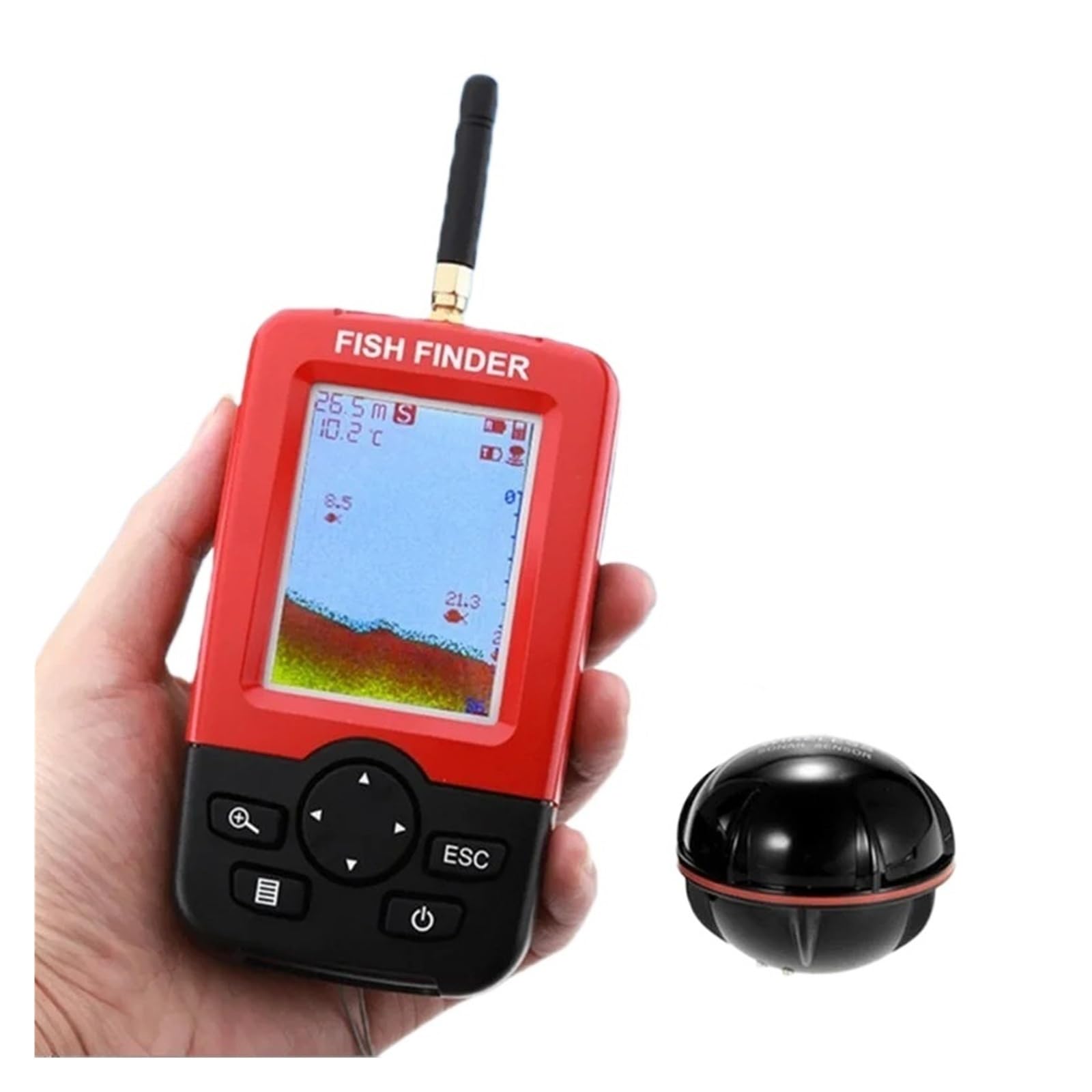 Ecoscandaglio, Ecoscandaglio portatile, con sensore sonar wireless, profondità 0,6M-30M