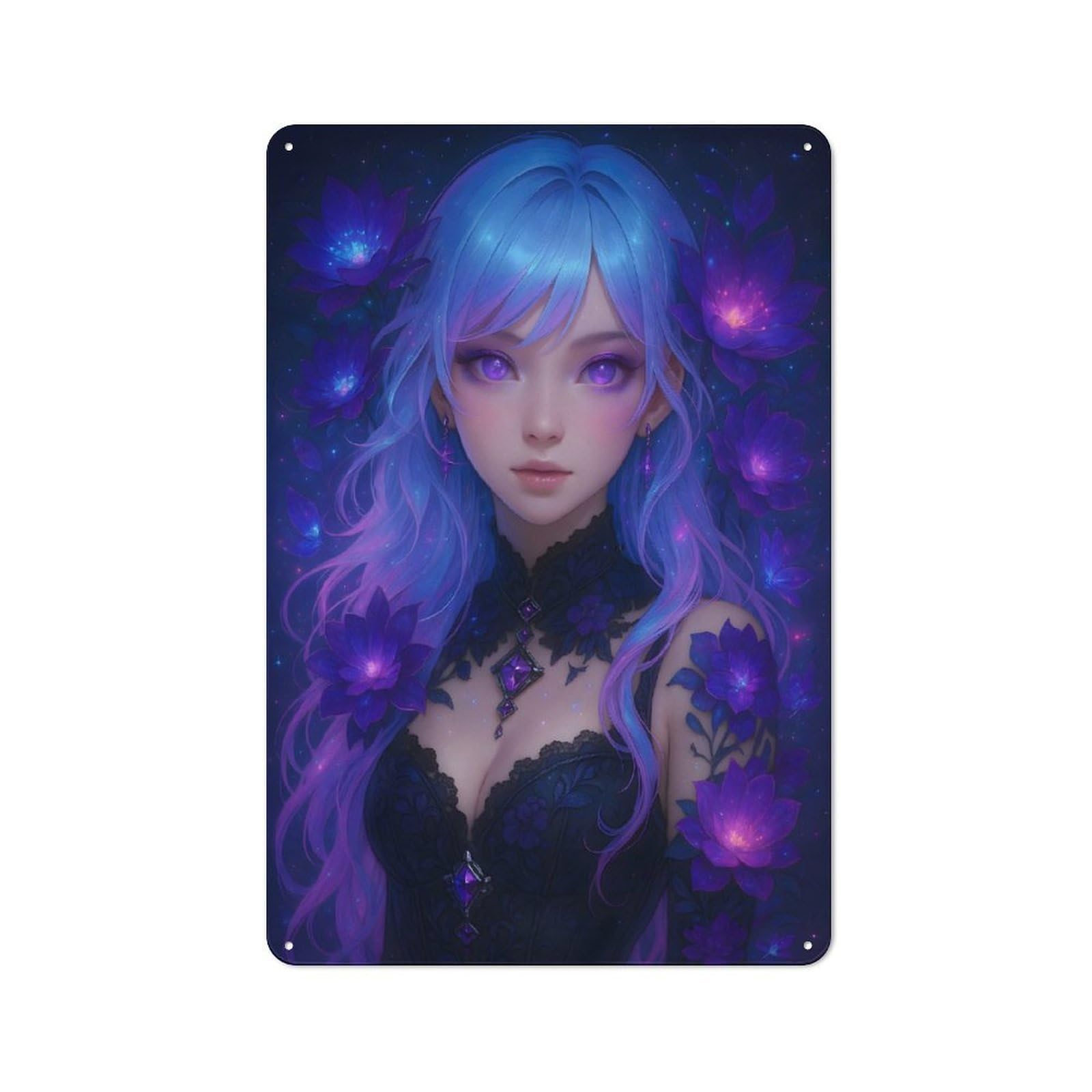 Everyday Violet Bloom Fairy Metal Gift Sign 30x20cm, Room Wall Plaque for Home, Shop, Pub Or Studio Wall
