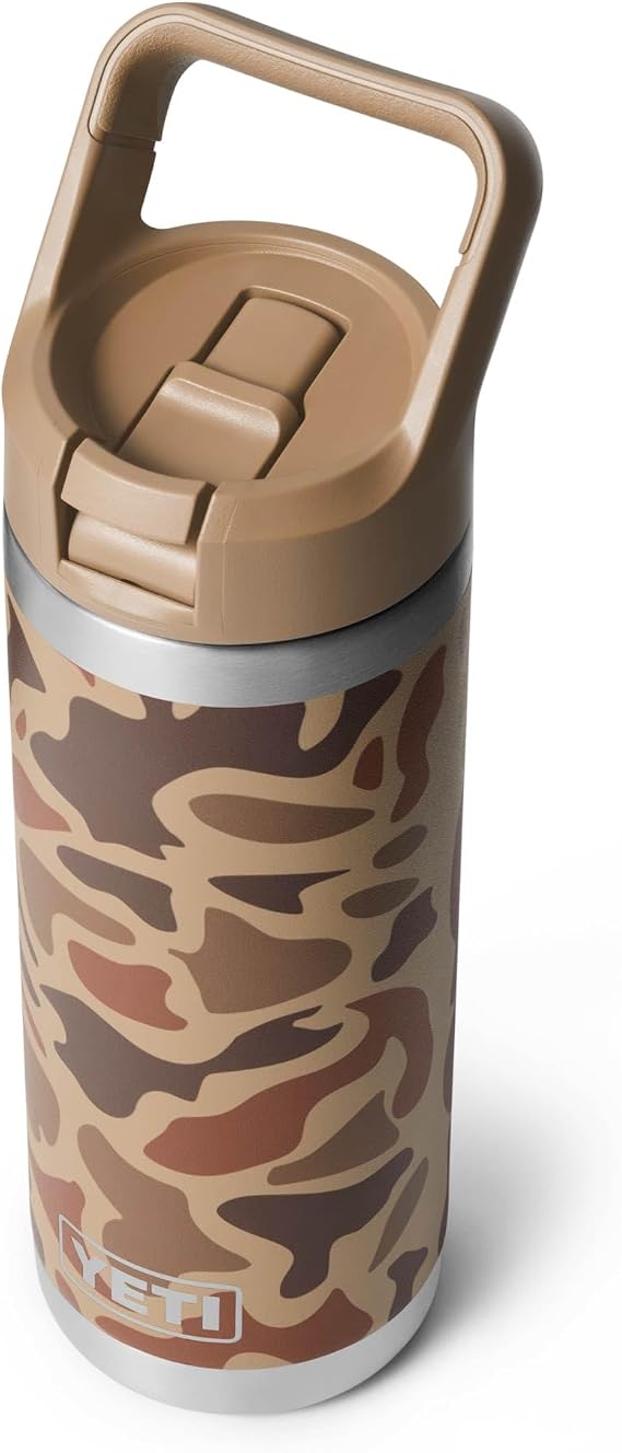 YETI Rambler 530 ml Vacuum Insulated Stainless Steel Bottle with Straw Cap, Wetlands Camo