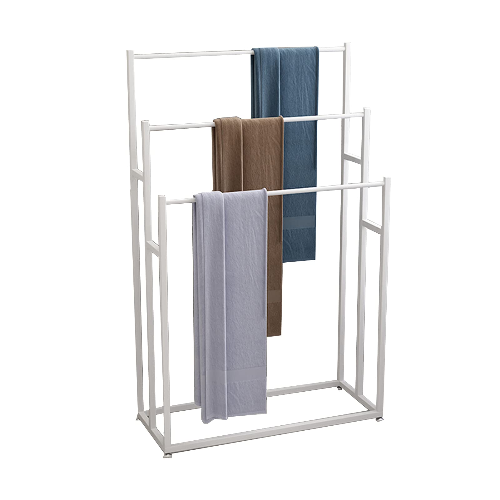 Dkrahrjj White Freestanding Towel Rack Holder,3-Tier Towel Racfor Bathroom, Metal Towel Stand Bath Towel Ladder For Quilt, Blanket, Bath Towels, Clothes