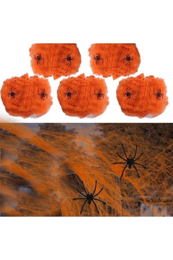 Beysüs Halloween Cadılar Bayramı Turuncu Renk Örümcek Ağı Seti
