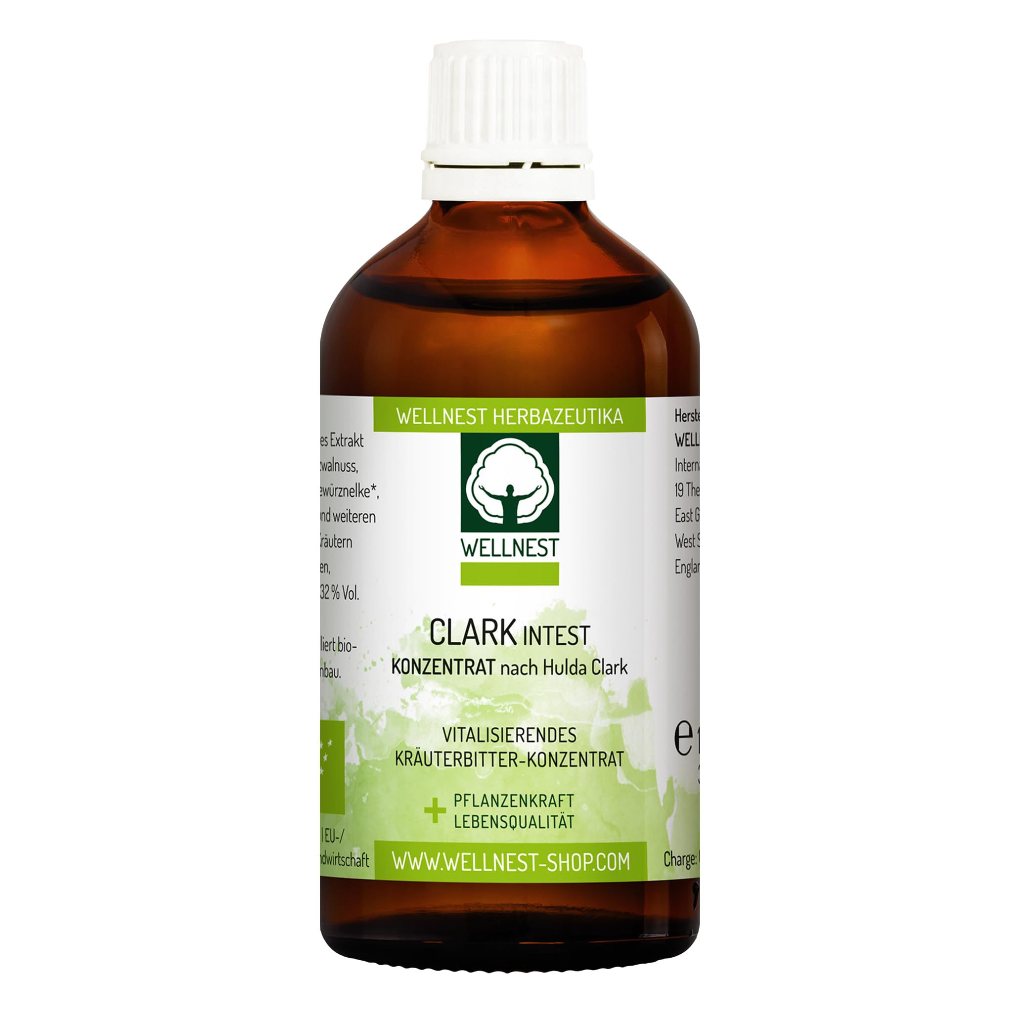 Clarkintest nach Hulda Clark 100ml Pflanzenkraft Konzentrat + 500 Wellnest Bio Chlorella Algen Presslinge
