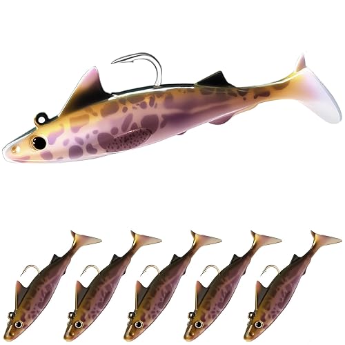 Pristis 6 pcs Sharkita Jig Head Soft Fishing Lures, Plastic