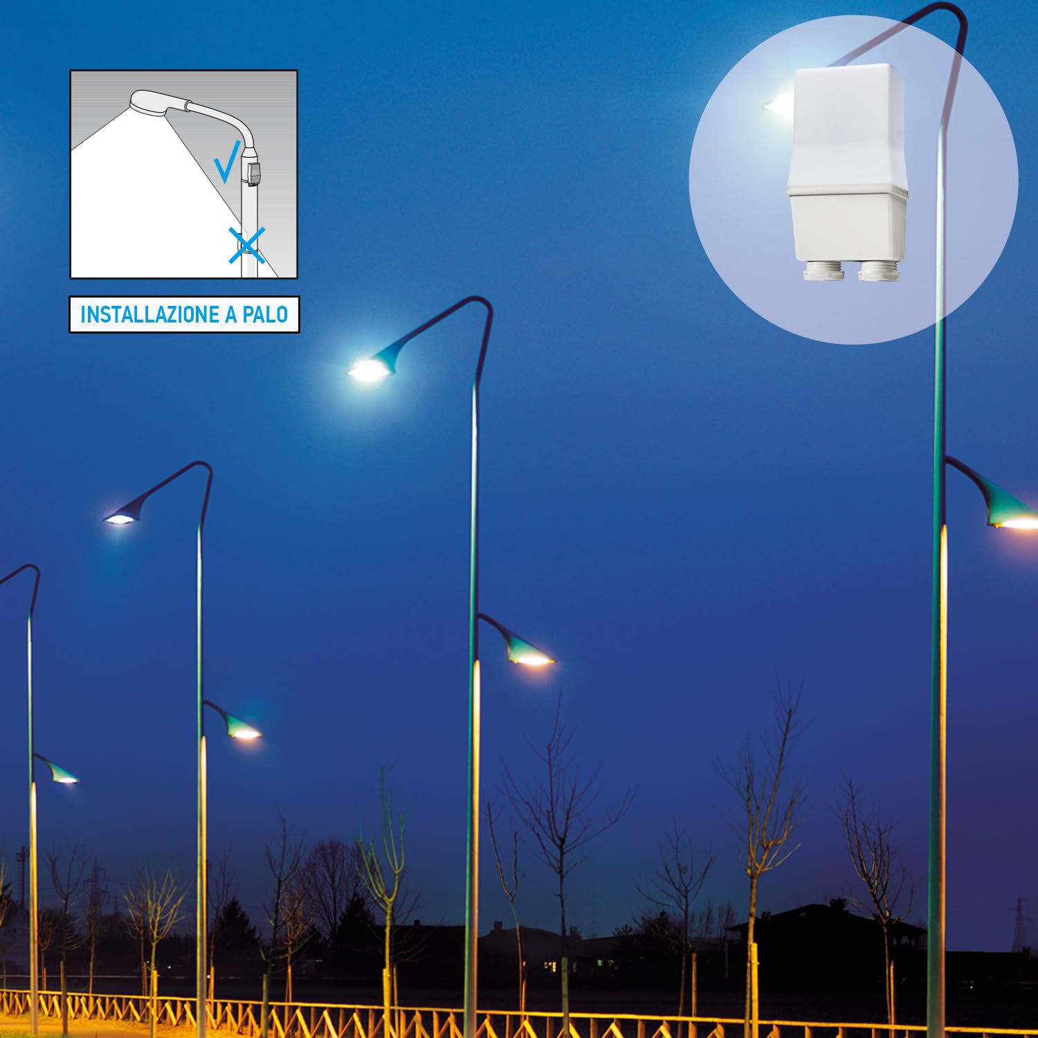 Finder Interruttore Crepuscolare Tipo 10.41. Relè per accensione lampade in funzione del livello di luminosità dell'ambiente. Con 1 contatto NO 16 A. Interruzione unipolare (L)