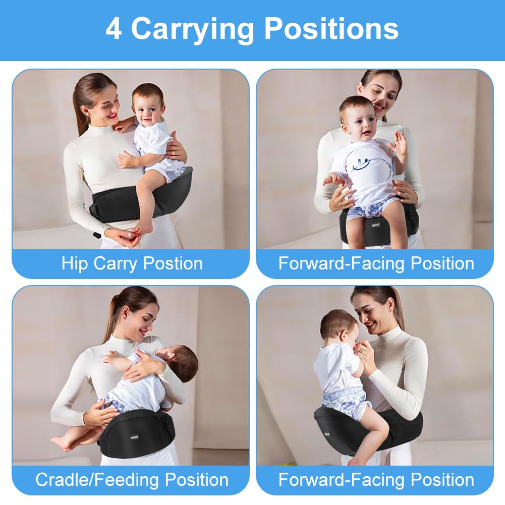 HOTUT Baby Carrier Ergonomico, Hipseat Marsupi Sicurezza Supporto, Porta Bambino Cintura Regolabile e Tasca, per Bambini da 0 a 15 kg