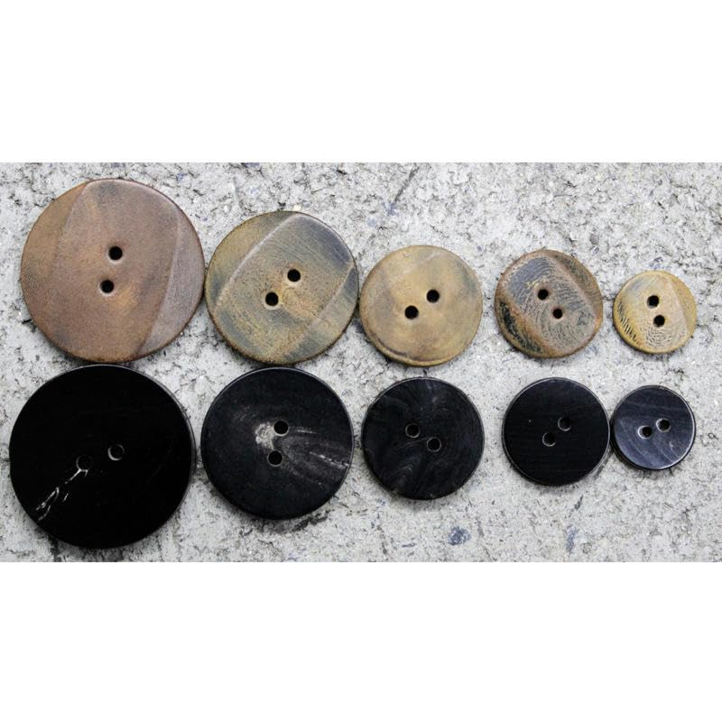 MSTZA 20 szt. 14/18/20/25/30 mm retro palący duży prawdziwy róg guziki zestaw garnituru bawół róg guziki 2 otwory okrągłe guziki płaszcza do rękodzieła