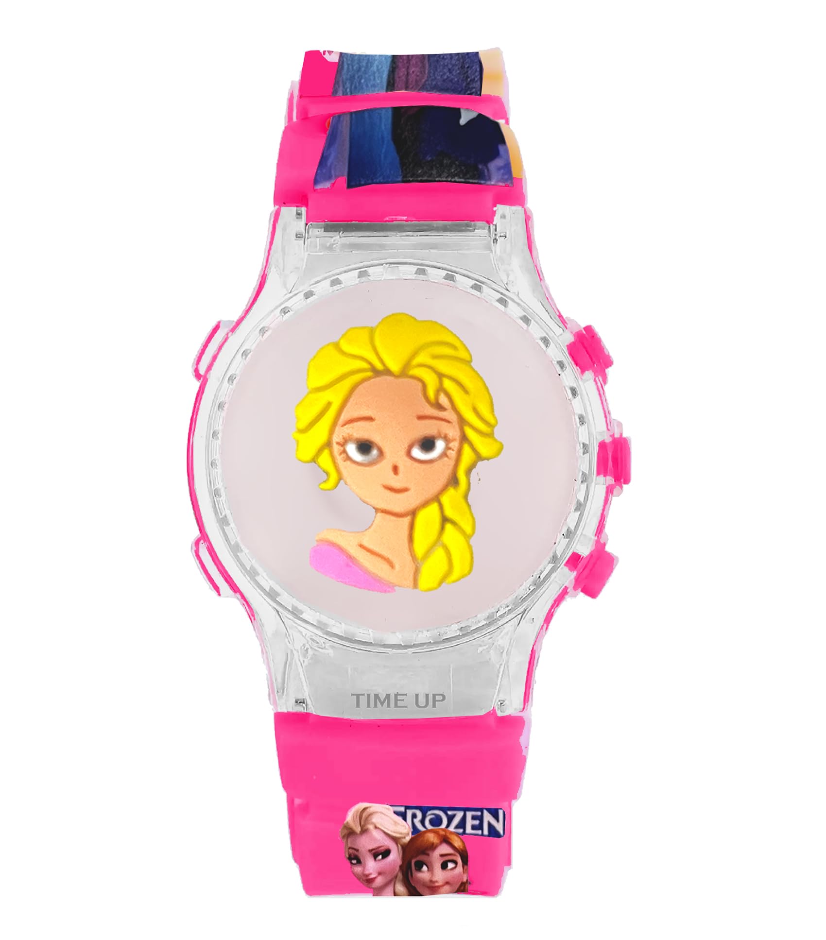 Time UpDigital Dial Glowing Rotating Cap Printed Strap Colorful Kids Watch for Girls (Age:4-12 Years) -RC56-X
