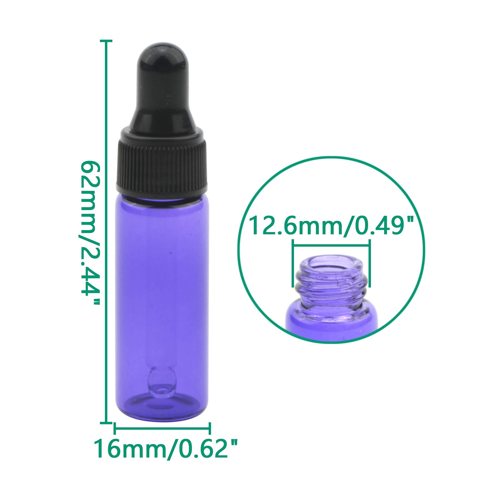 Flacons Compte-gouttes Verre Rowiz - Lot De 30 X 5 Ml Violet - Pour Huiles Essentielles Et Parfums