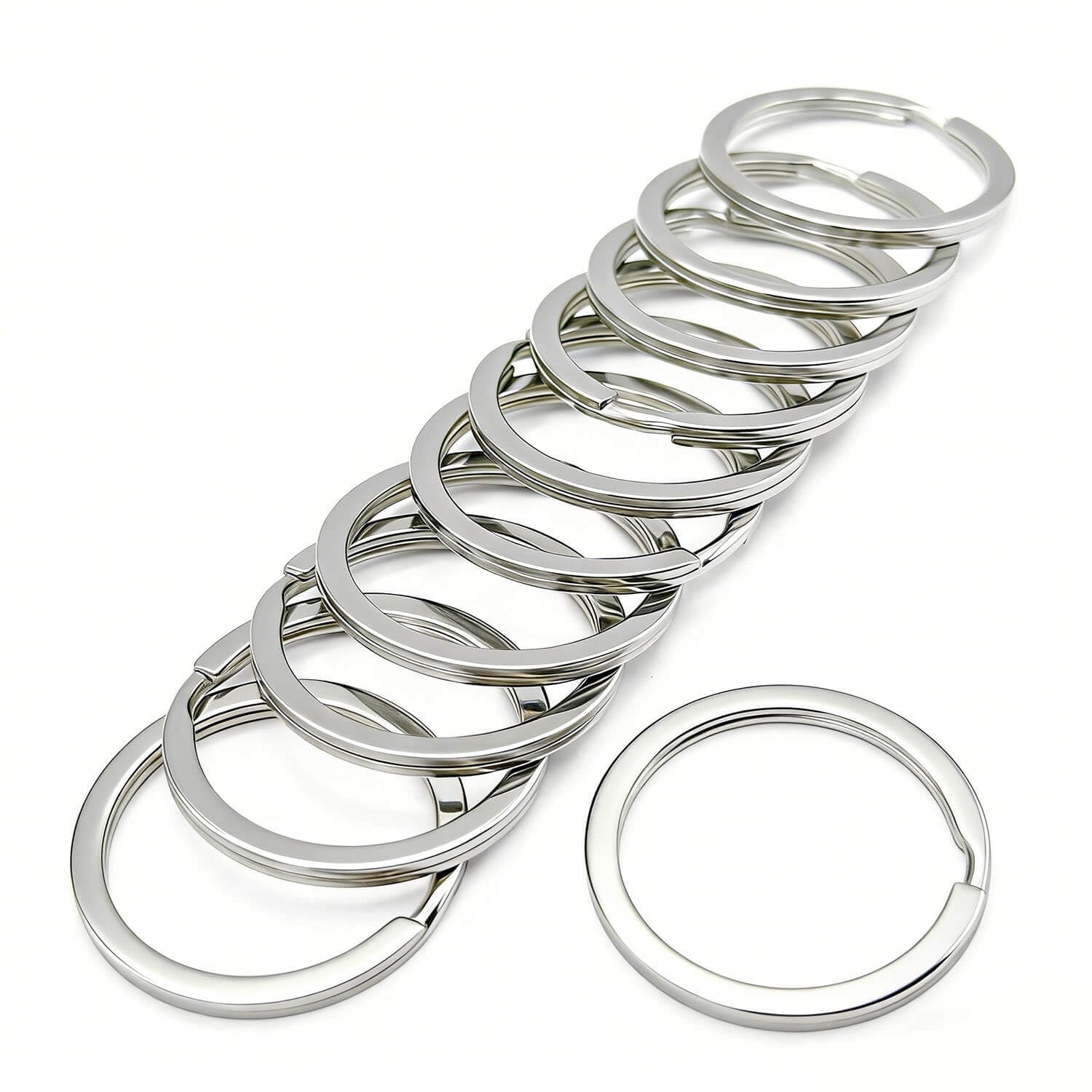 Photo 1 of 11 Pcs Stainless Steel Keyrings,Heavy Duty Round Split Key Chain Rings,30 mm/1.2 inch Flat Keyring