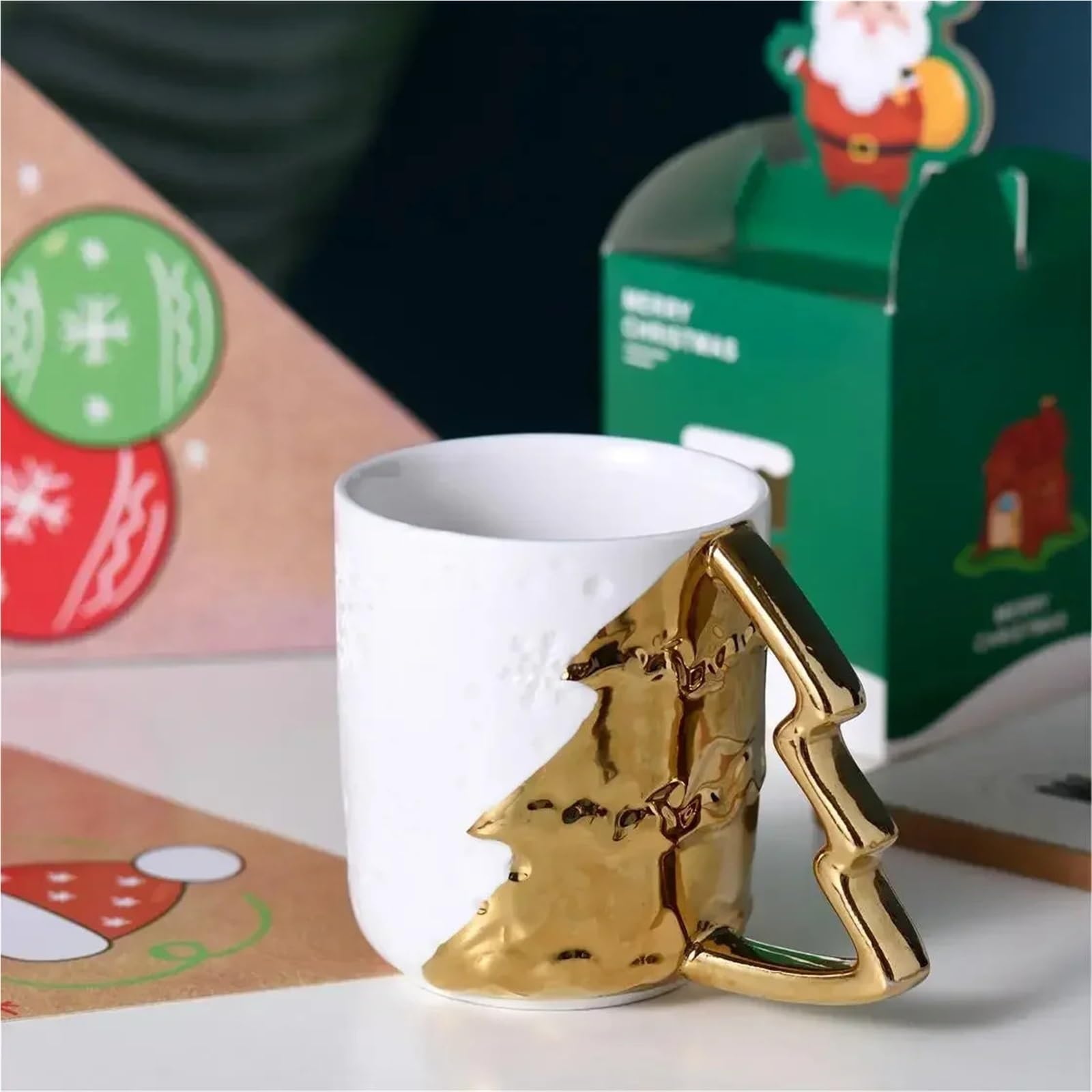 Paar Tassen 1/2 Stück Paare Weihnachtstasse geprägte Elch Keramiktasse Cartoon Paar Tassen(Pink)