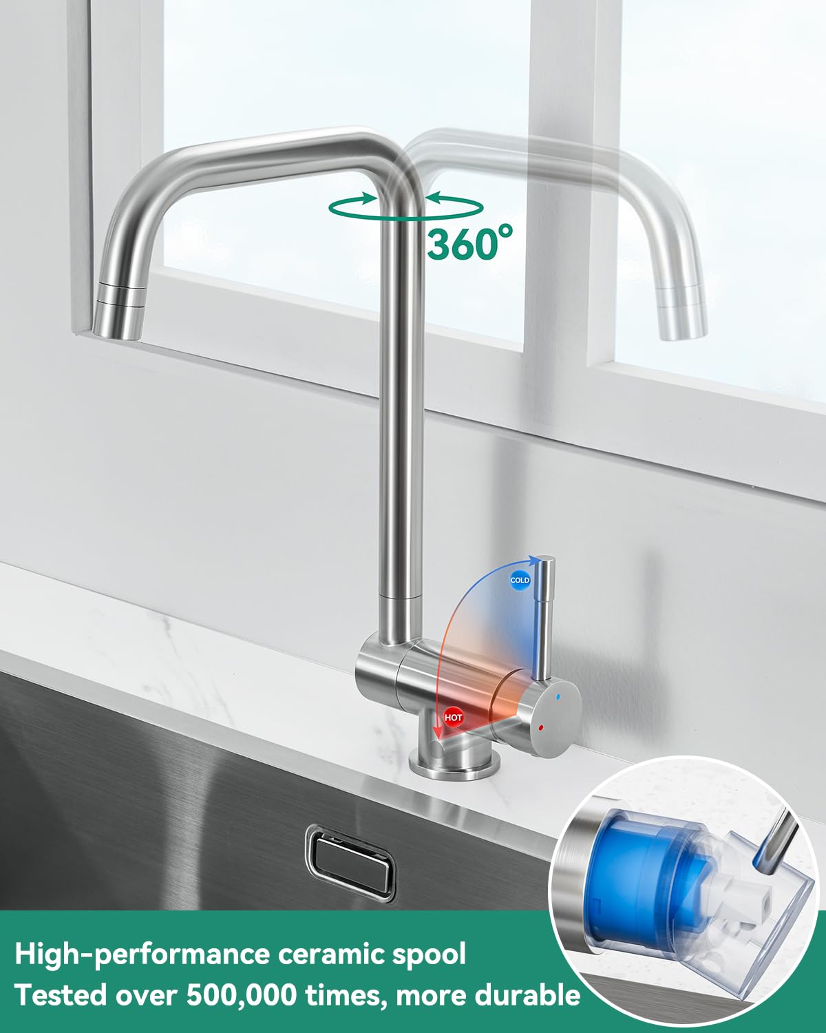 Hygiënische keukenkraan corona proof sensor RVS