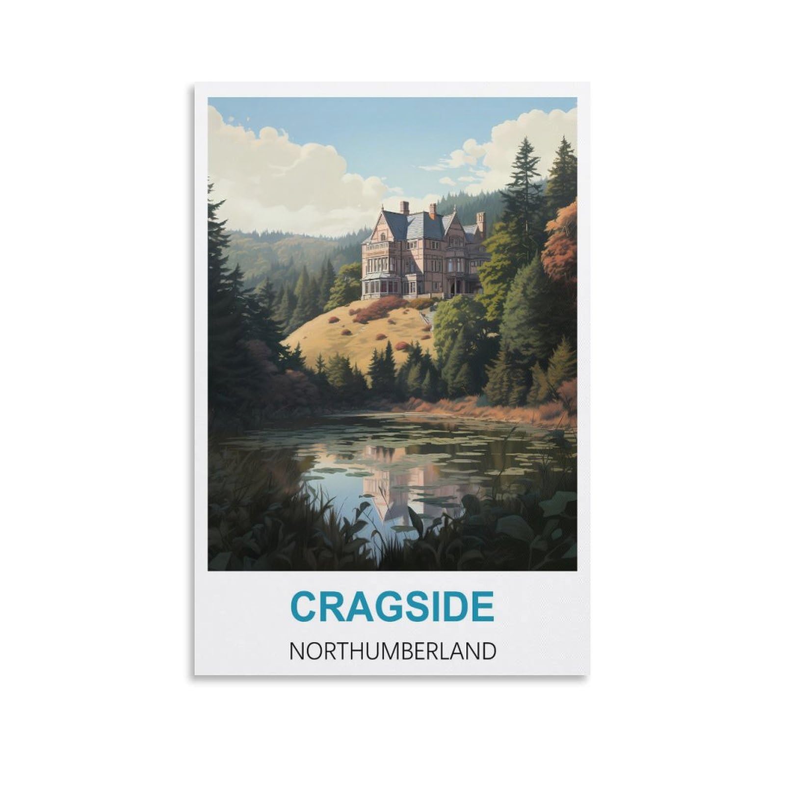 Vintage Metal Tin Sign,Cragside Northumberlands,Vintage Tin Sign Metal Retro Art Wall Poster for Home Club Garden Decor 20x30cm