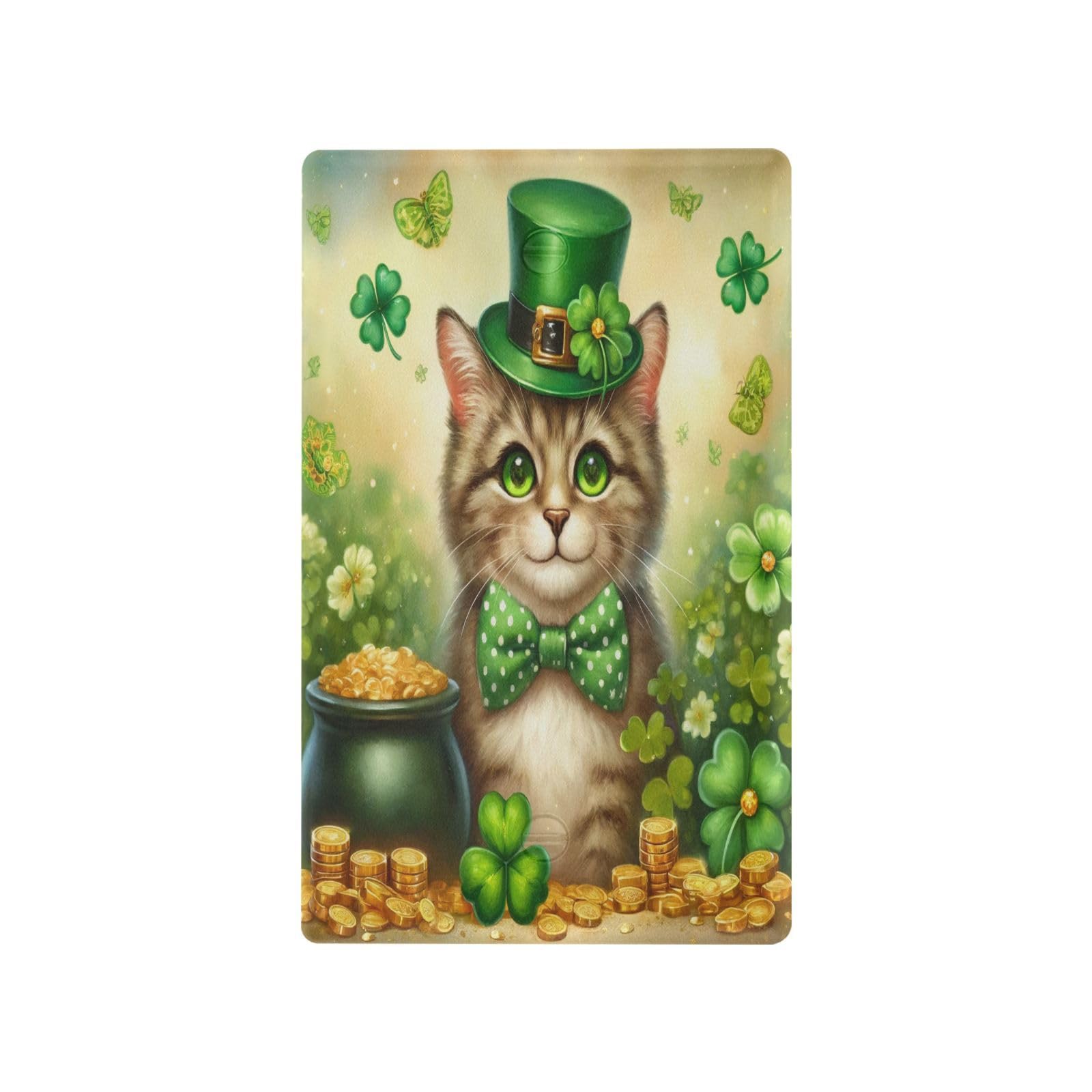 St. Patrick Cat Leaves Light Switch Cover Decorative Receptacle Outlet Wall Plate Guard Plastic Wall Outlet Cover for Farmhouse Home Decor Livingroom (Unused Outlet Cover)