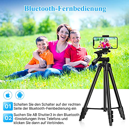 Fatorm Handy Stativ, 53 ” (135cm) Leichtes Kamera Stativ für Smartphone mit Bluetooth-Fernauslöser, Geeignet für… – Bild 7