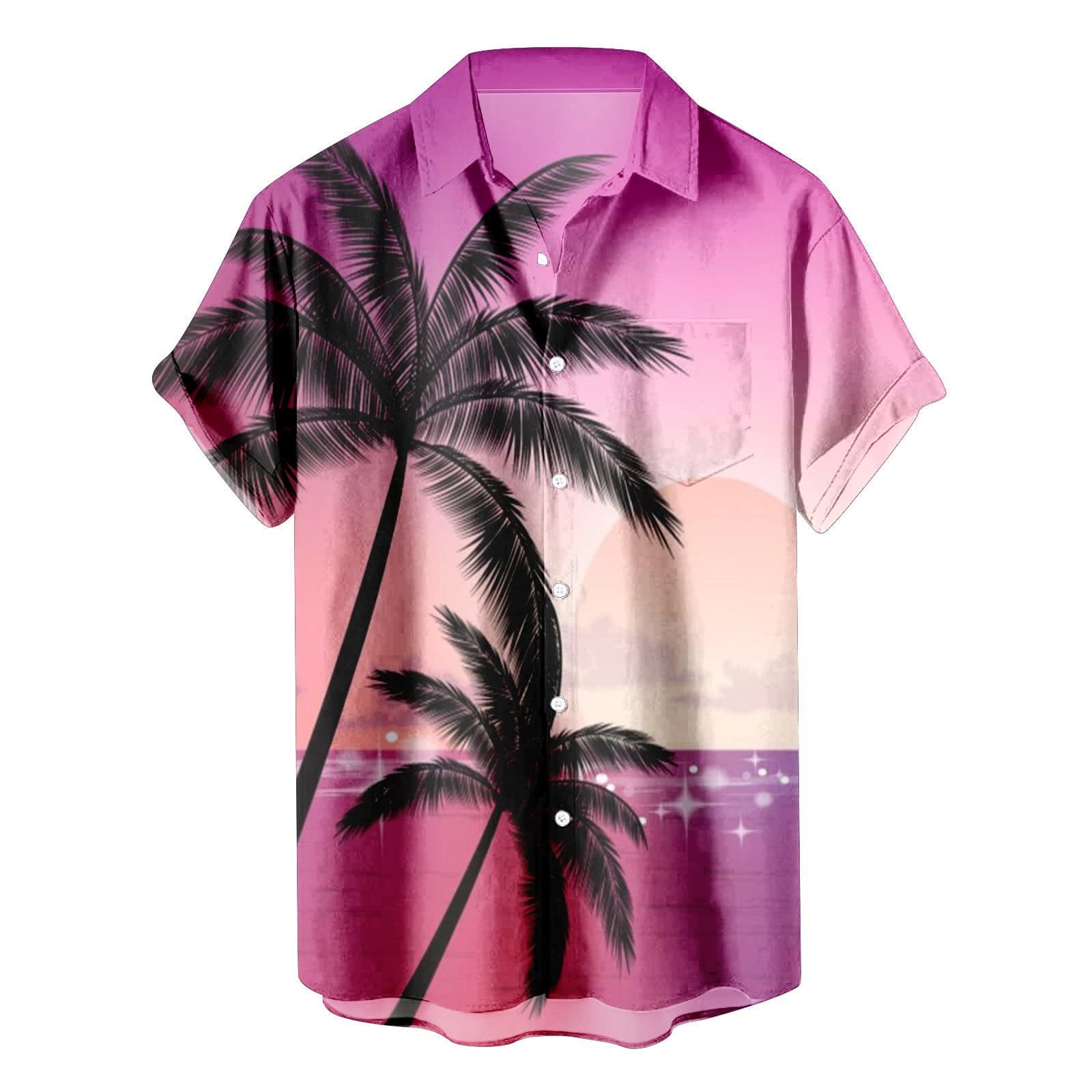 Camicia Hawaiana Uomo: Palme Tropicali, Maniche Corte, In Poliestere Ed Elastan. Perfetta Per Estate E Vacanze! - 3