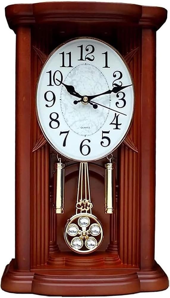 Vintage Silent Pendulum Clock – Battery-Operated Wall & Mantel Decor for Living Room, Home Office, Kitchen, Dining Room – Elegant Timepiece for Classic Home Aesthetic