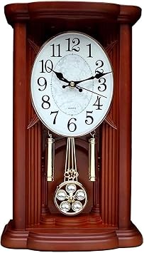 Vintage Pendulum Mantel Clock | Battery-Operated Westminster Chime Fireplace Clock | Mantle Clock for Living Room, Office & Home Decor