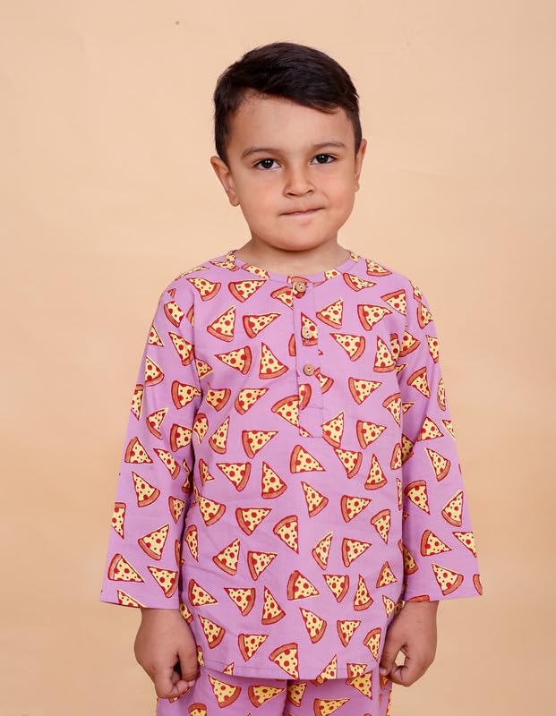 Image of Boys Cotton Night Suit | Jaipur Handblock Print Pajama Set for Kids | Boys Sleepwear | Kids Pajama Set | Baby & Toddler Sleep Suit | Combo Pack of 2