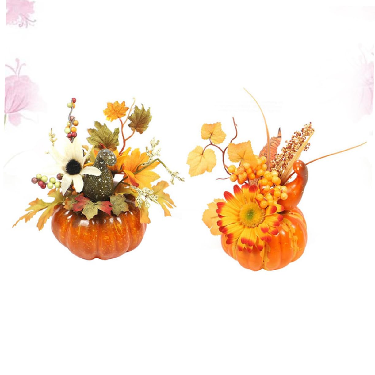 Cabilock 2 Set Di Decorazioni Autunnali Per Halloween Decorazioni Artificiali Zucche Finte Foglie Dacero Oggetti Di Scena Decorativi Per La Casa 2 Pezzi*2