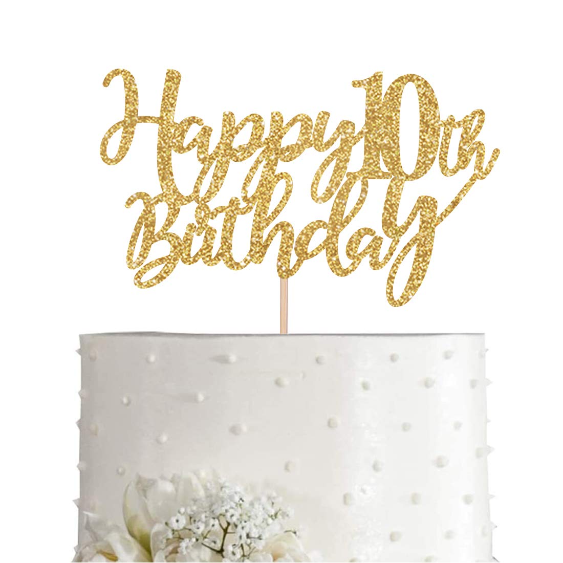 Buy Gold Glitter Happy 10th birthday cake topper, Gold 10 years old