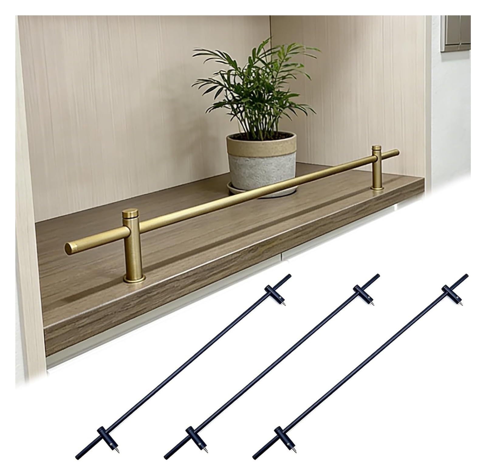 MZZKFC 3pcs Metal Shelf Guard, Custom Shelf Rail 8 10 12 14 16 18 20 22 24 26 28 32 36 40 44 48 52 56 60 64 68 72 76 98in, Pantry Shelf Fence Rust-Resistant(Black,78" (198 cm))