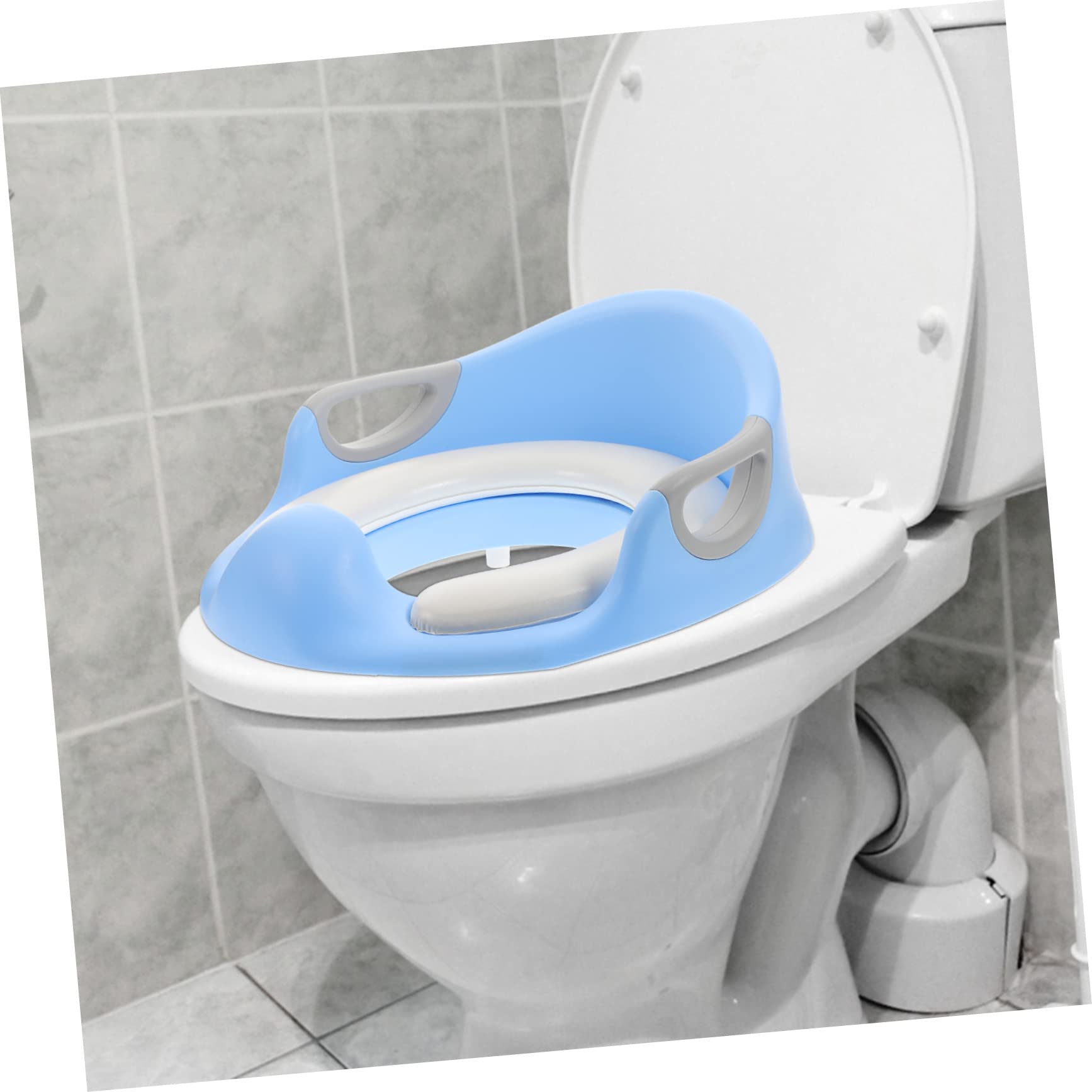 Anillo de Entrenamiento para Inodoro Azul Pu Asas Grandes | Antideslizante, para Toilet Training, Diseño para Niños y Bebés, Pads de Apoyo