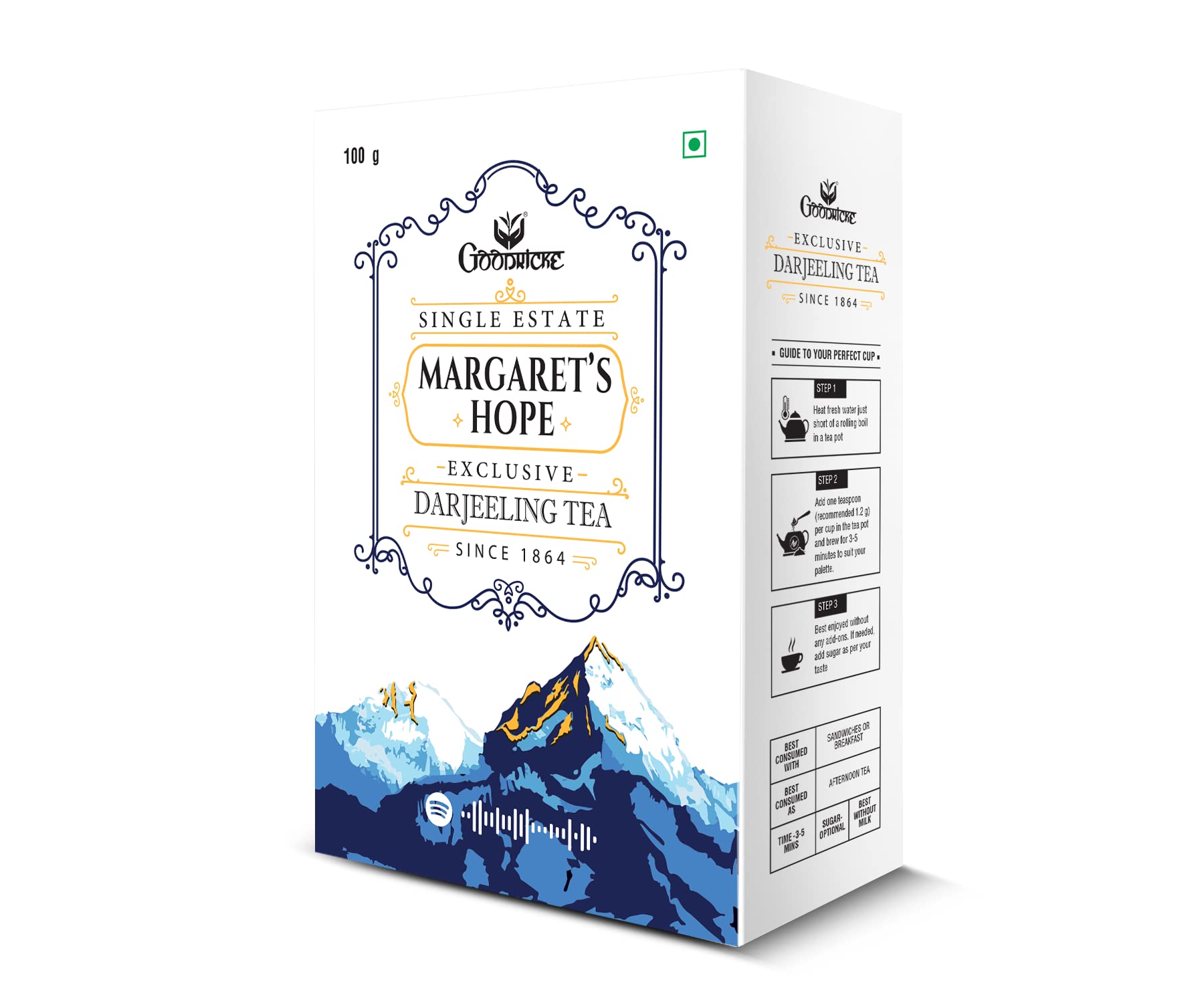 GOODRICKE Single Estate, Margaret’s Hope - 100gm | Exclusive Darjeeling Tea, Since 1864, Summer Flush, Whole Leaf | Darjeeling Long Leaf Tea | Black Tea (B0BNV9N3S7) Amazon Price History, Amazon Price Tracker