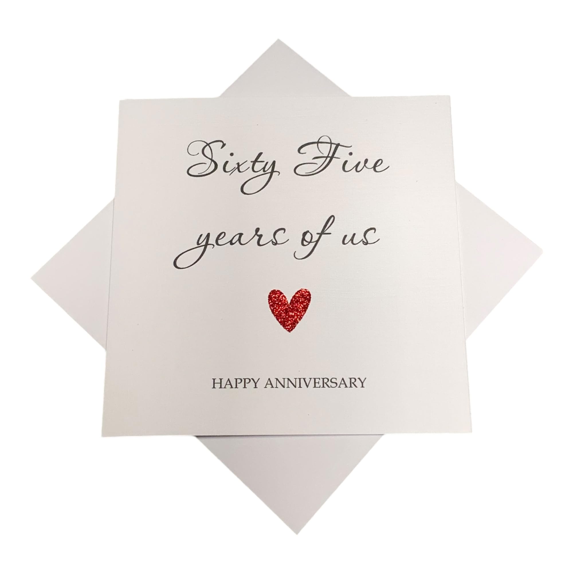65th Wedding Anniversary Card - Blue Sapphire 65 Year Sixty Fifth Personalised Gift for Wife Husband Boyfriend Girlfriend Partner - Choose Glitter Heart - Various Designs (Year Of Us) โ image 1