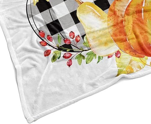 Miniatura 5 de Manta de calabaza de gnomos de otoño, hojas de arce otoñal, manta de franela suave y cálida para decoración de sofá, cama, sofá, 50 x 60 pulgadas