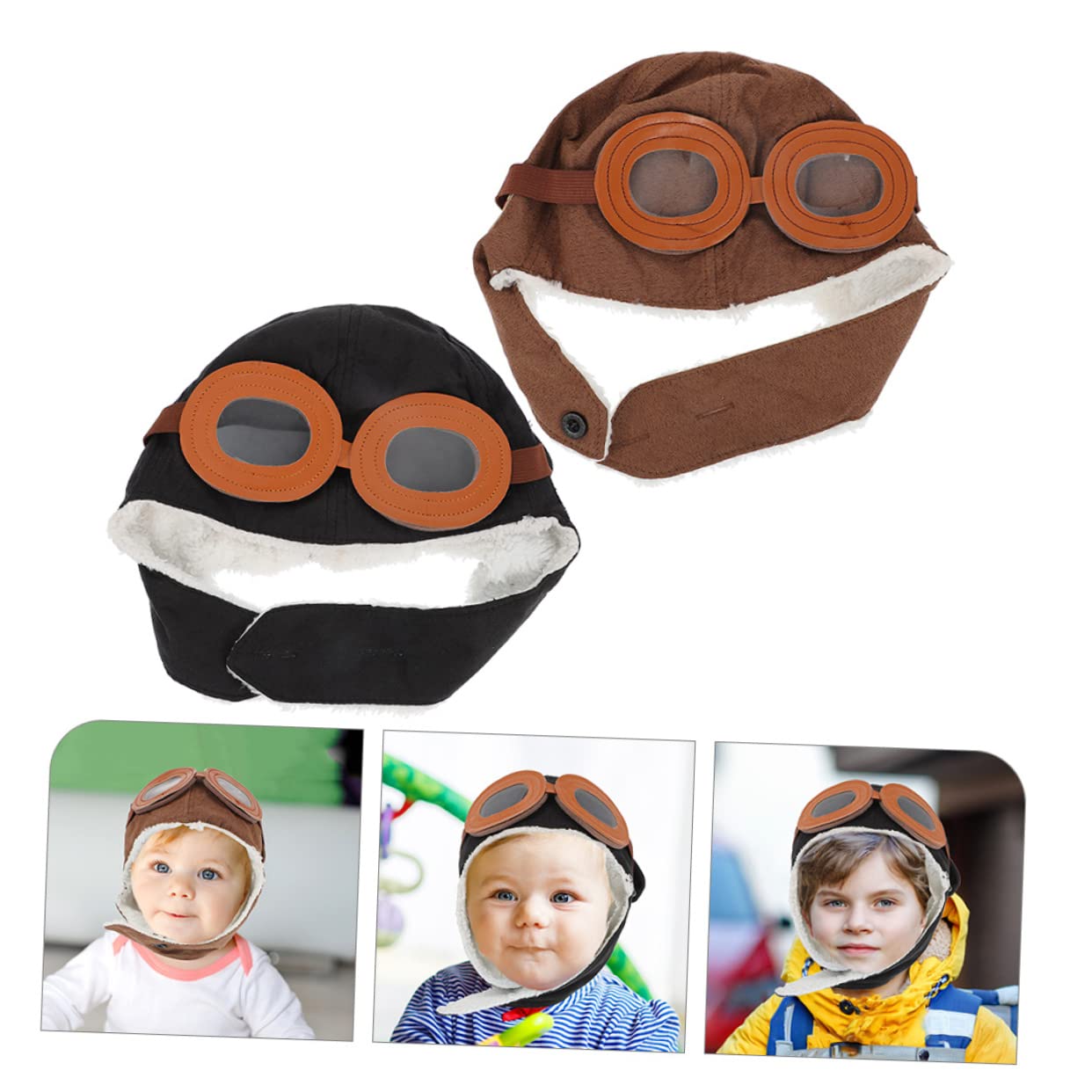 Abaodam 6piezas Sombrero Infantil De Algodón Orejeras Diseño Piloto Gorro Calentito para Niño Niña Accesorio Unisex para Otoño Invierno