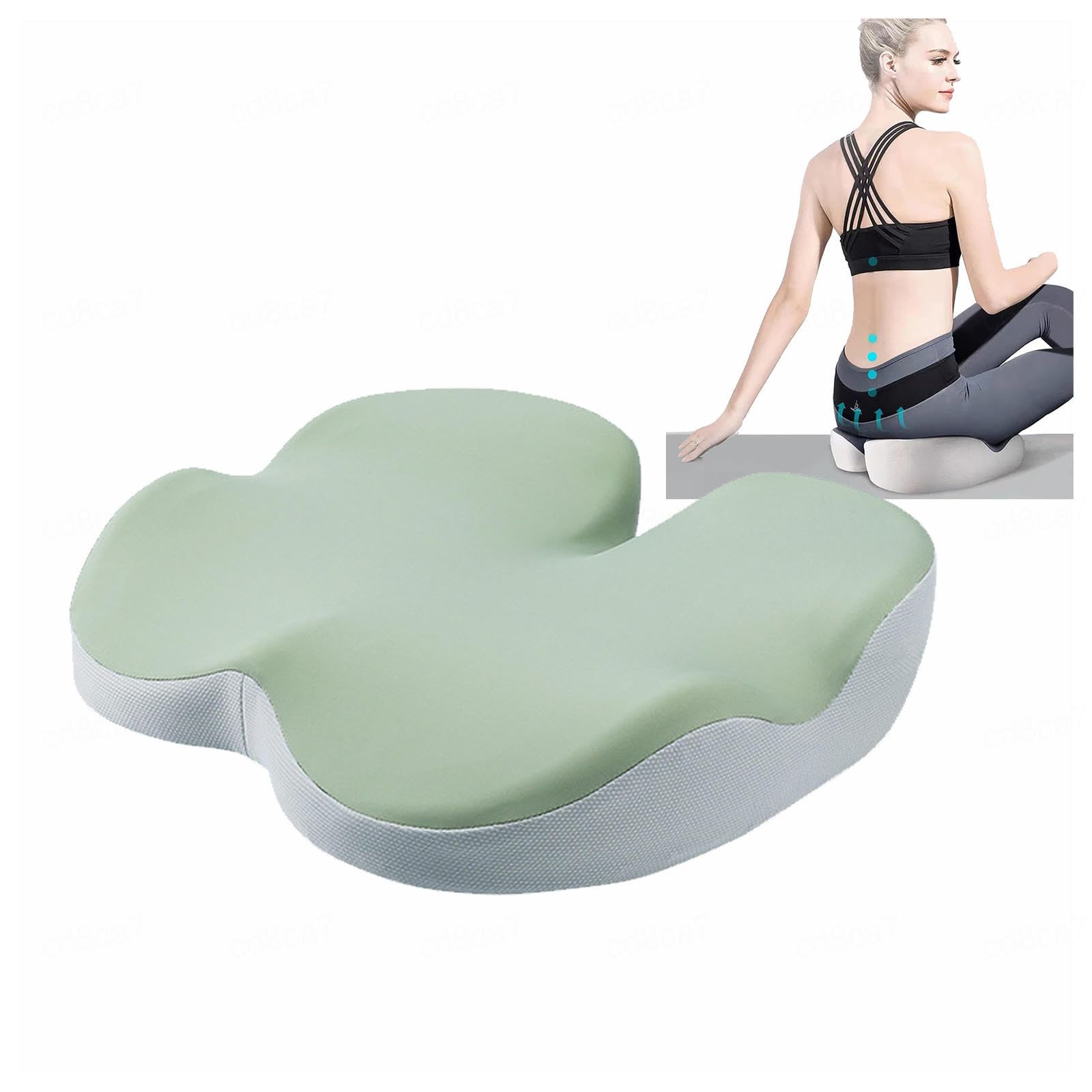 HAZARA Cojin Antiescaras Lavable Ergonómico Cojin Antiescaras para Espalda,Alivio del Dolor De Coxis,B-Green