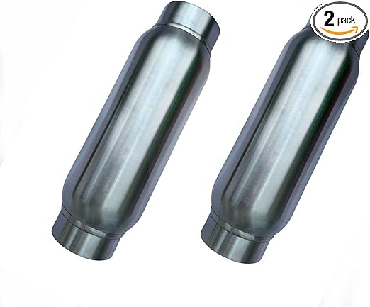 Pair of 3.0" Inlet/Outlet - 12" Length Exhaust Muffler Resonator SS