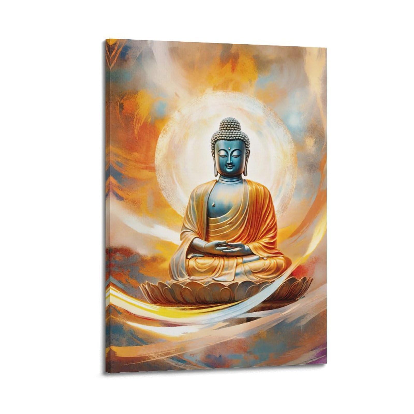XKUGA Indian Buddhism Poster Spiritual Sacred Buddha Venerable Modern Decorative Canvas Prints - Ideal Wall Art for Family, Man Cave, Game Room, Boys & Girls Bedroom 24x36inch(60x90cm)