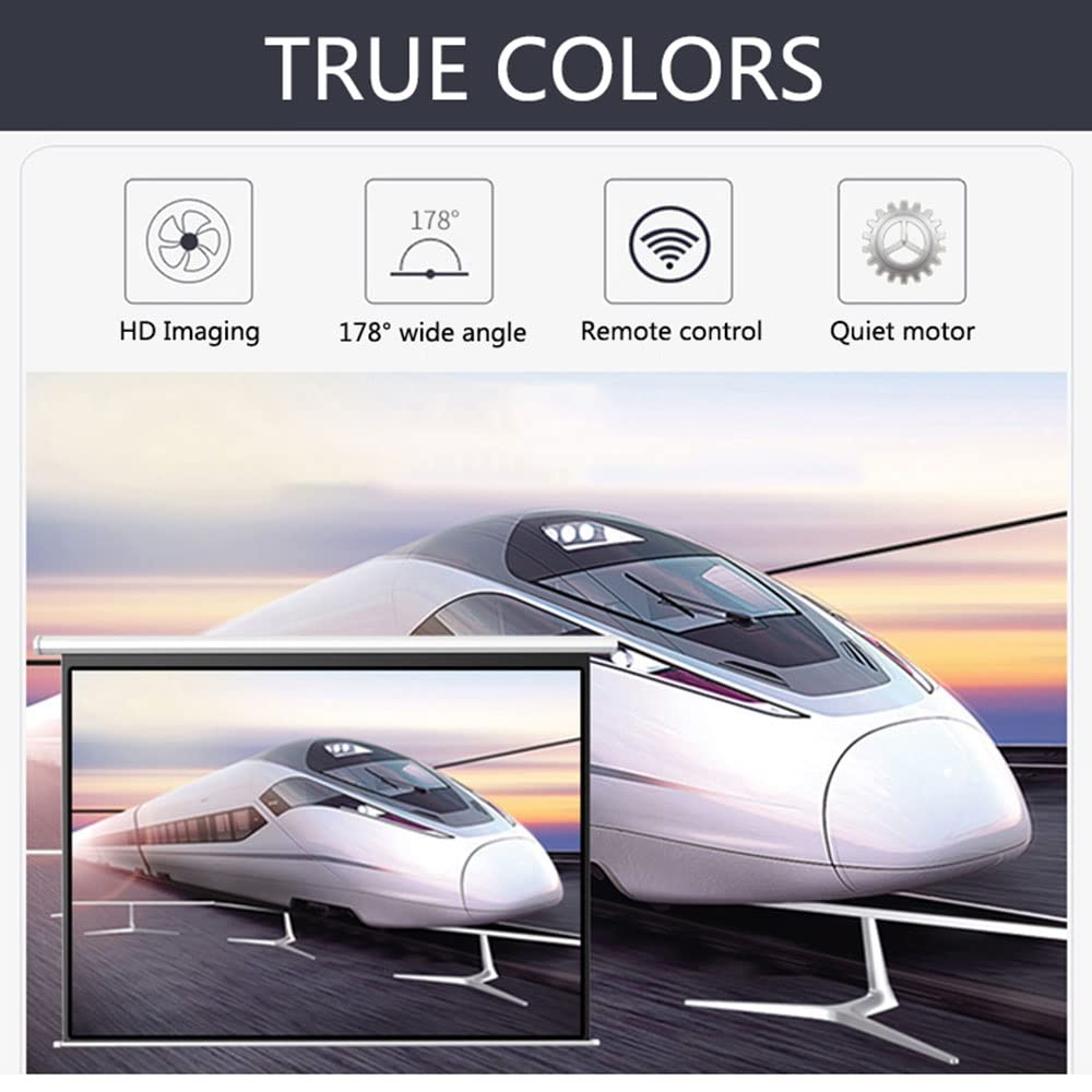 60 Inch 4:3 Projection Screen 4K/3D HD White Electric Motorized Projector Screen for Home Theater, Height Adjustable, Anti-Crease