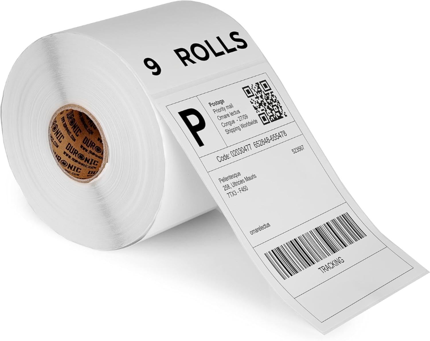 Duronic Thermal Labels LL4X6 (9 Rolls) | 500x Label Roll | 102mmx152mm (6”x4”) | Grade A Adhesive Labels Print Address Label for Packaging Envelopes | 9 Pack